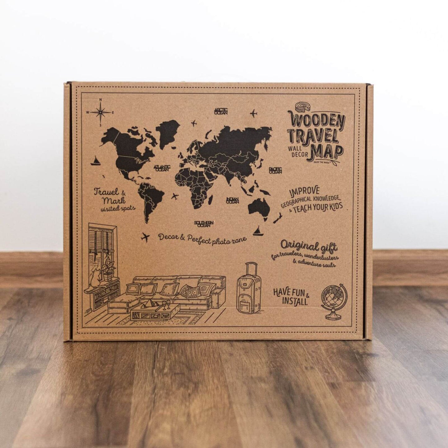 3D LUMINOUS LED Wooden World Map 2.0 Mystery