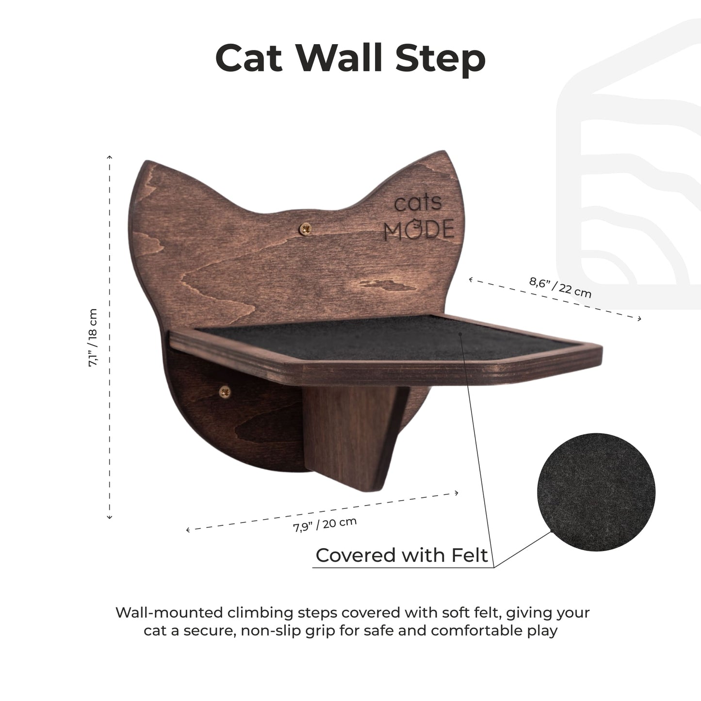 Wooden Cat Step – Dark Walnut