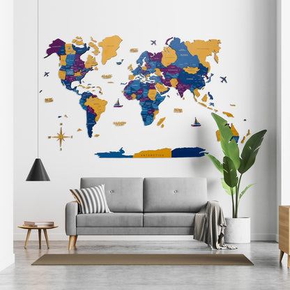 3D Wooden World Map Waterpark