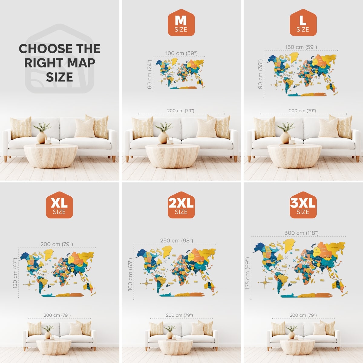 3D Luminous Colored Wooden World Map Indie