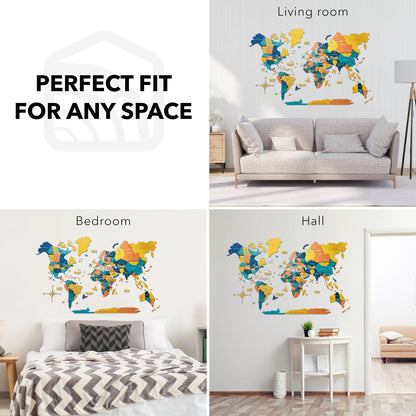 3D Luminous Colored Wooden World Map Indie