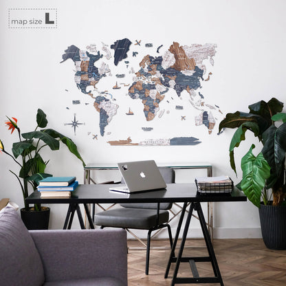 3D Wooden World Map Mystery