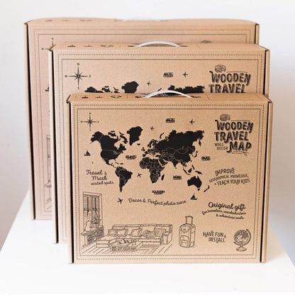 3D Wooden World Map Country