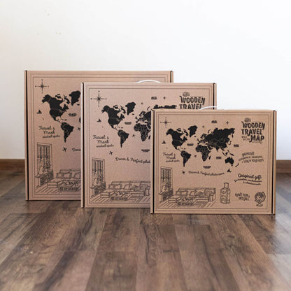 3D Luminous Colored Wooden World Map Space
