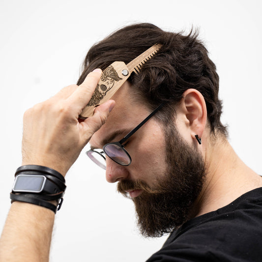 Wooden Beard Comb – Sugar Skull