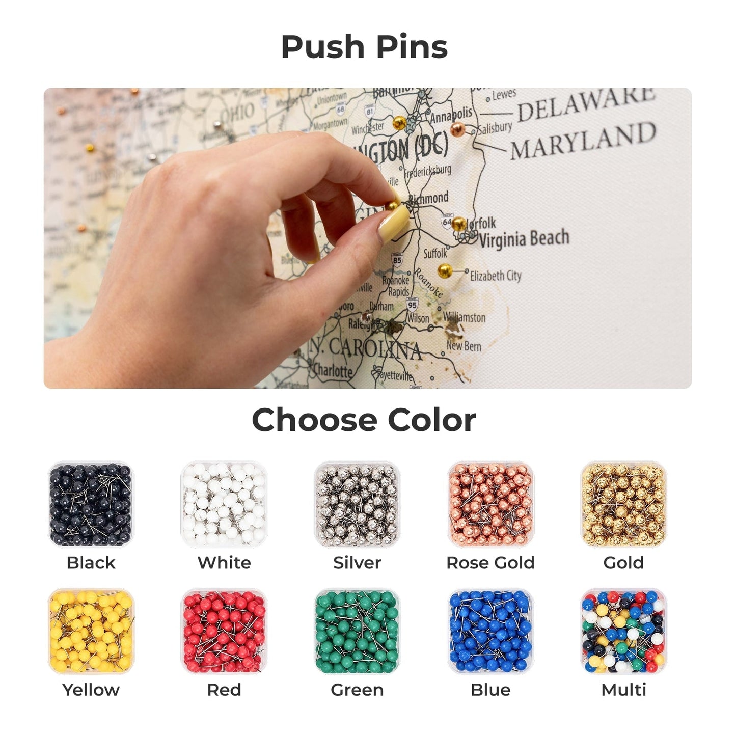 Wooden Canvas USA Map -  Colorful