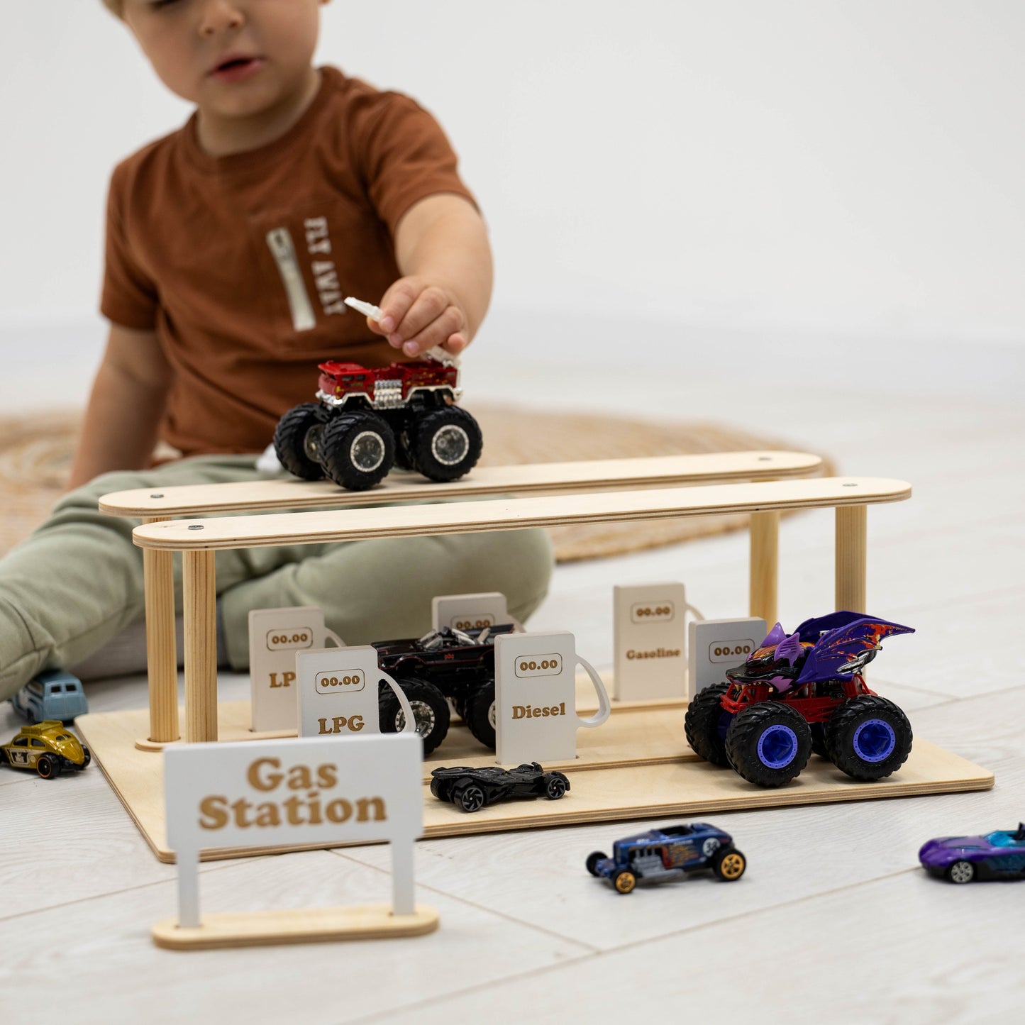 Wooden Gas Station Toy