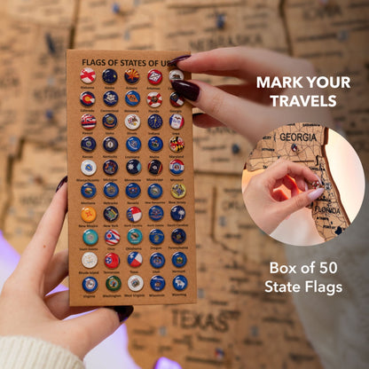 Wooden 3d LED Map of USA  - Gold
