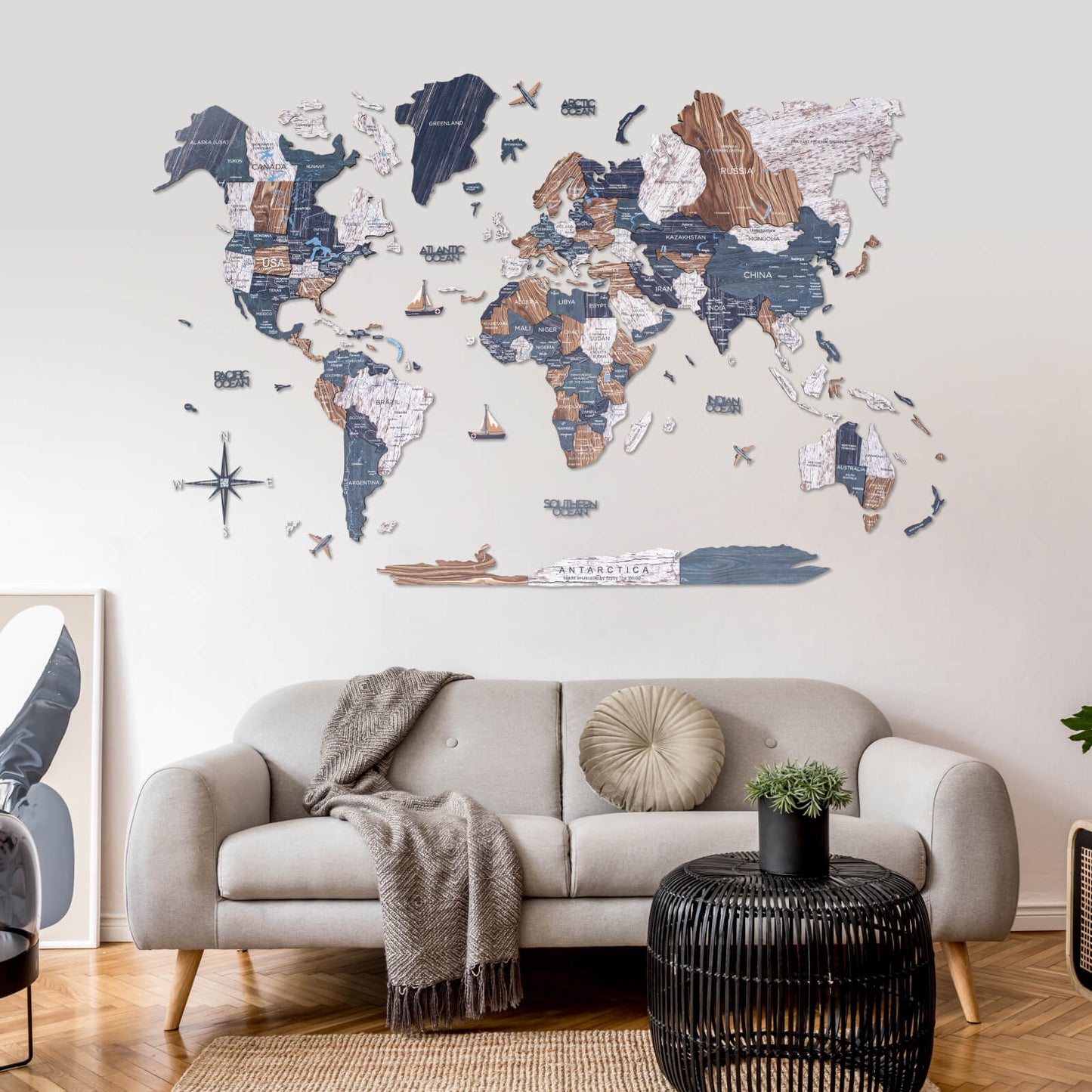 3D Wooden World Map Mystery