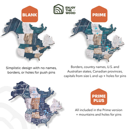 3D Wooden World Map Mystery