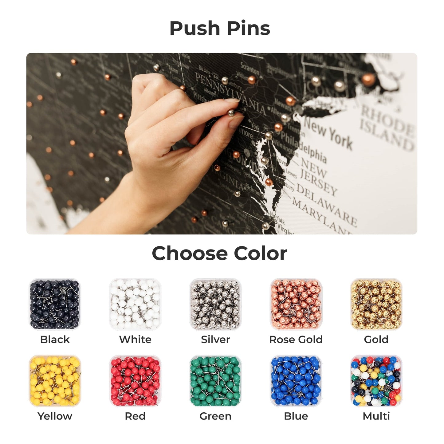Wooden Canvas USA Map - Onyx