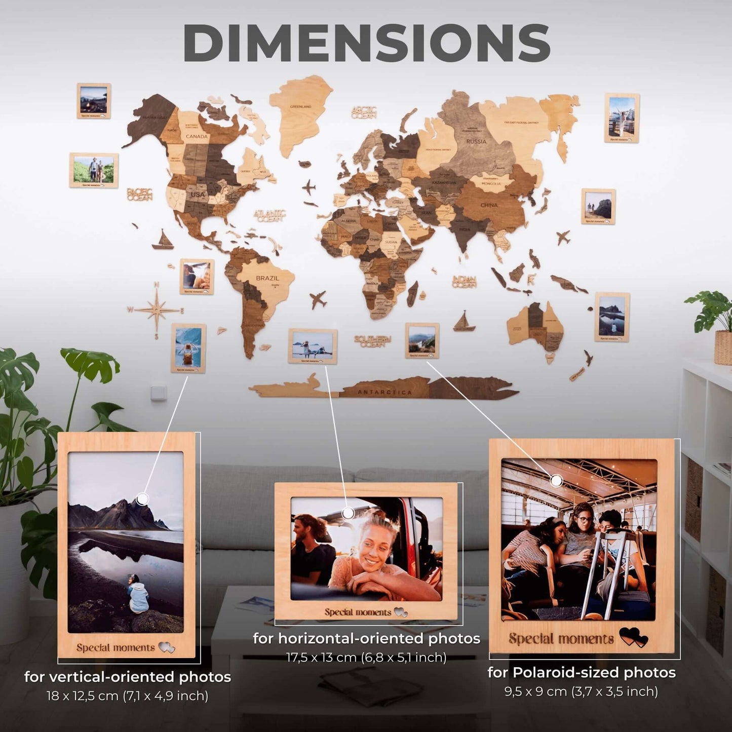 Set of 3 Wooden Photo Frames