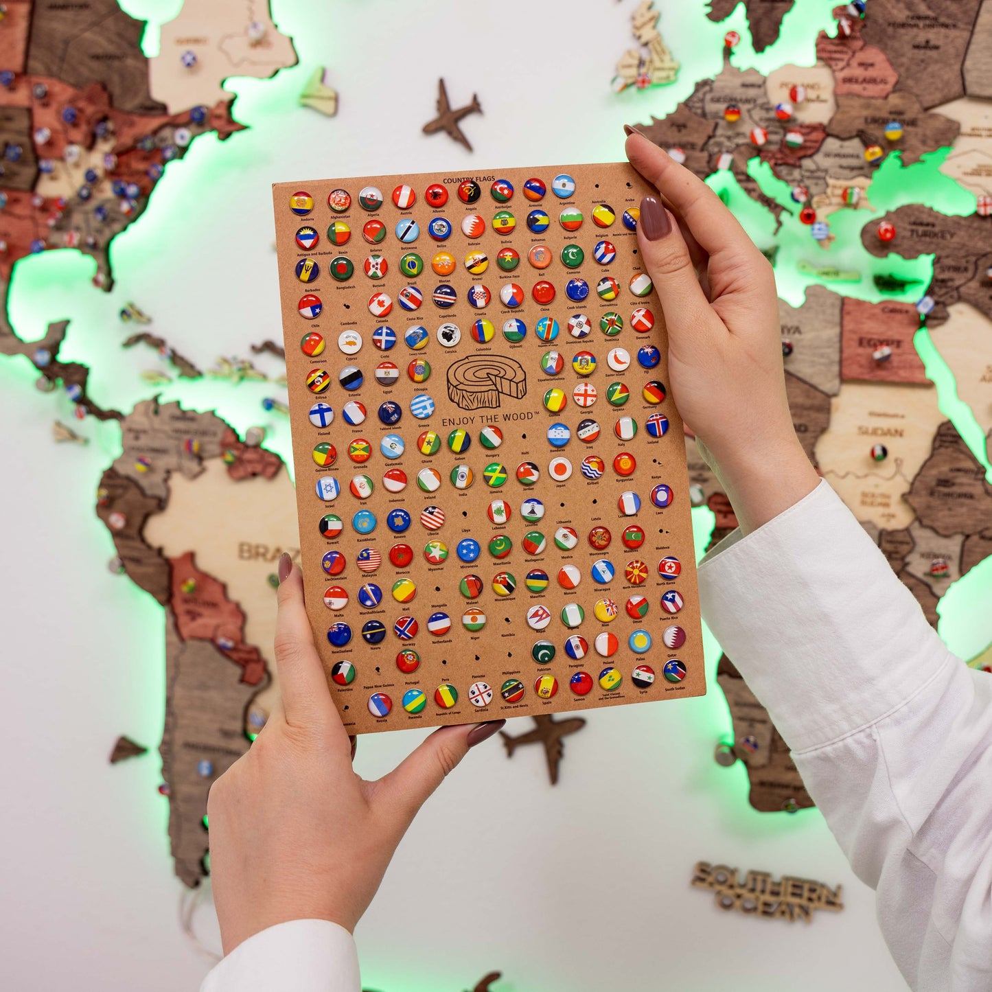 3D LED Wooden World Map 3.0 Fusion