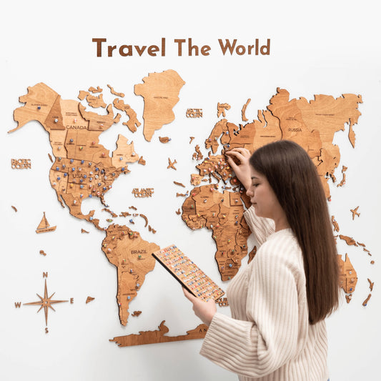 Wooden Map Quote Sign - Gold