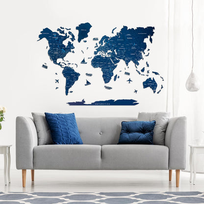 Wooden World Map Black