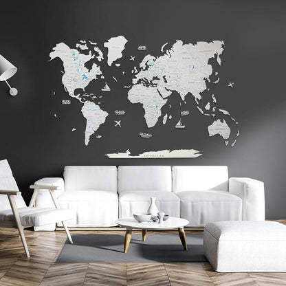 Wooden World Map Black