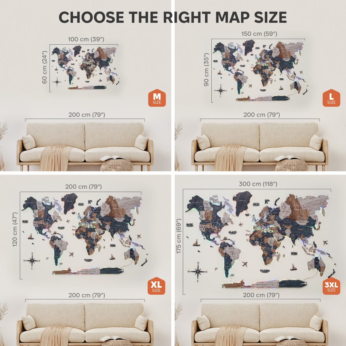 3D LUMINOUS LED Wooden World Map 2.0 Mystery