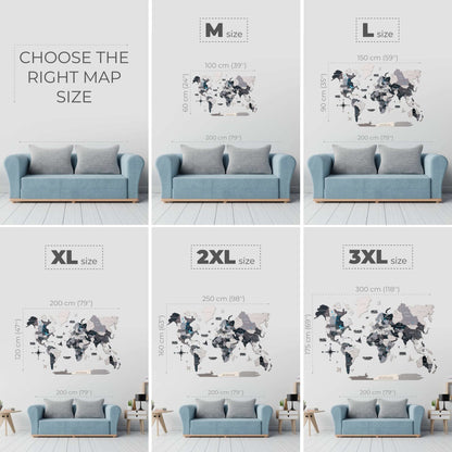 Bundle: Colored Map, Photo Frames, Flags and Airplanes Pins