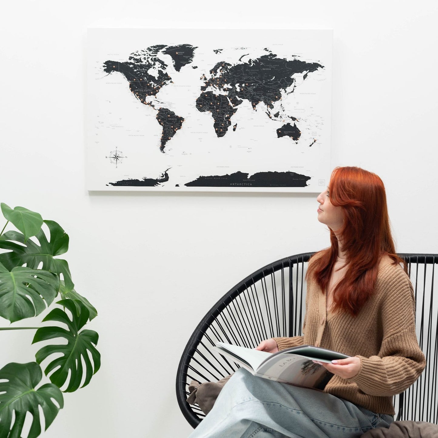 World Map on Canvas - Onyx