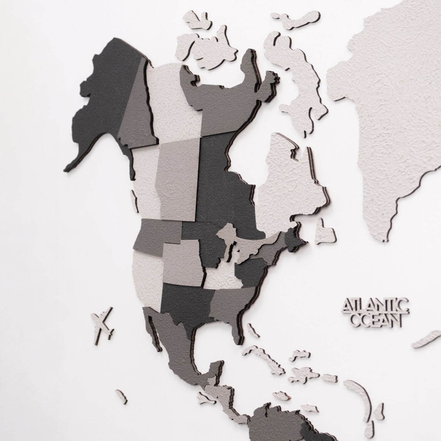 3D Wooden World Map Concrete