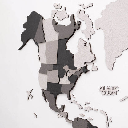 3D Wooden World Map Concrete