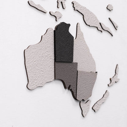 3D Wooden World Map Concrete