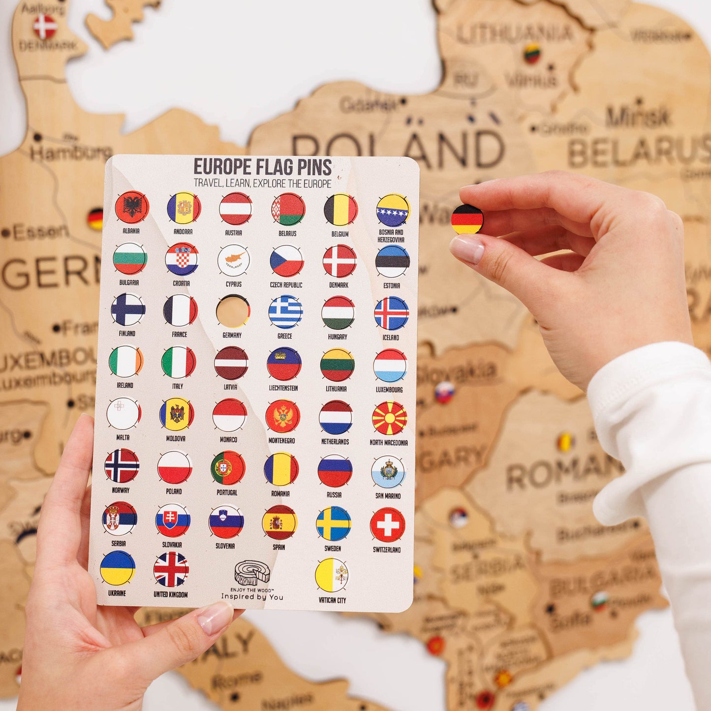 3D Europe Wooden Map Gold