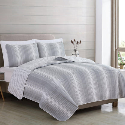 Everette Collection Ombre Striped Quilt Set