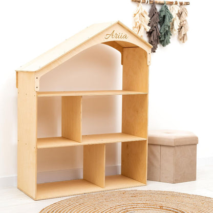 Wooden Dollhouse Bookshelf