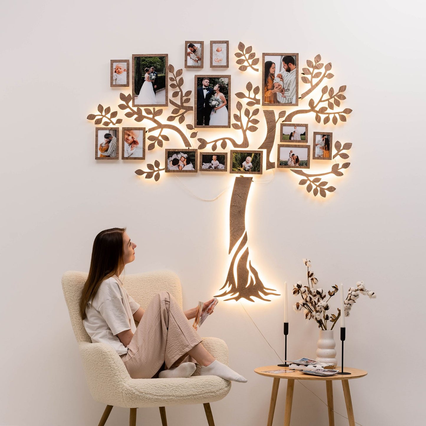 Wooden Led Family Tree - Starlight