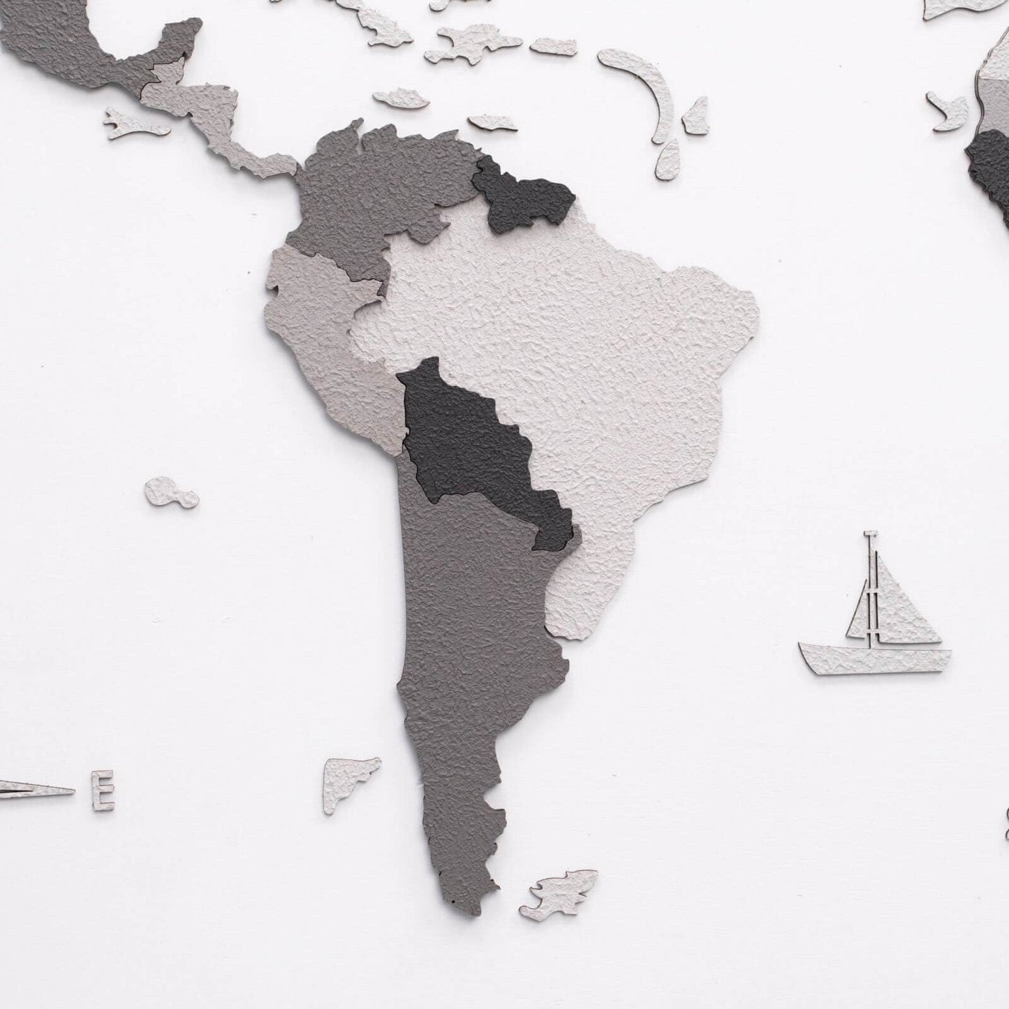 3D Wooden World Map Concrete