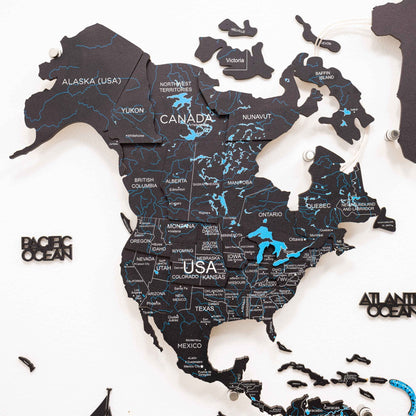3D LED / LUMINOUS Wooden World Map 3.0 Midnight