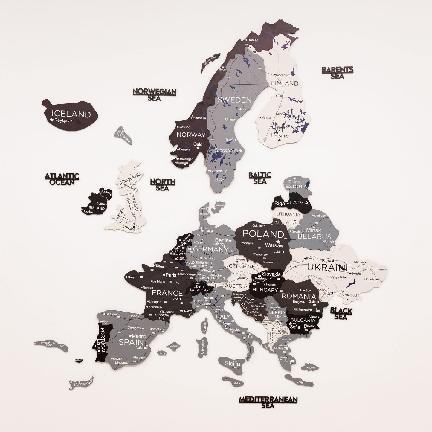 3D Europe Wooden Map Nordik