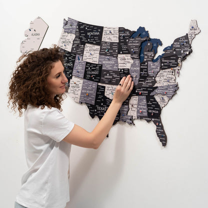 Wooden 3d Map of USA - Nordik