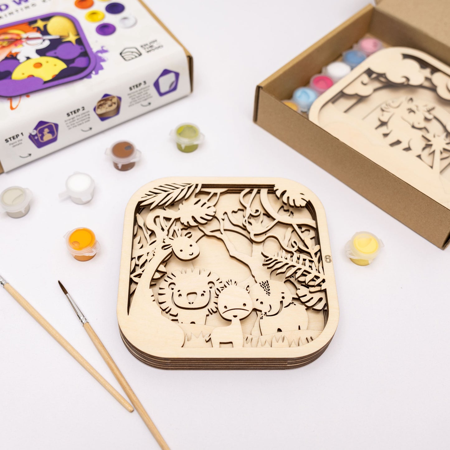 3D DIY Wood Painting Kit for Kids – Safari