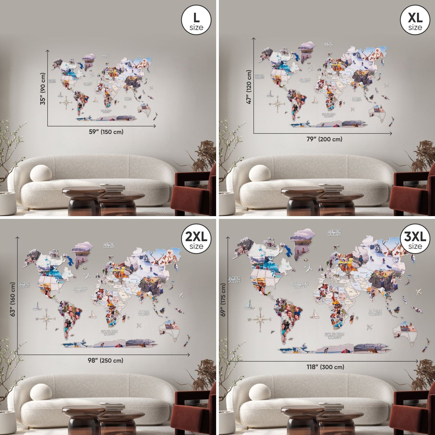 World Photo Map Pastel