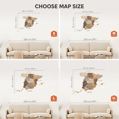 Wooden Map of Spain – Multicolor