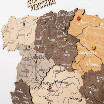 Wooden Map of Spain – Multicolor