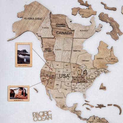3D Wooden World Map Terra (for US only)