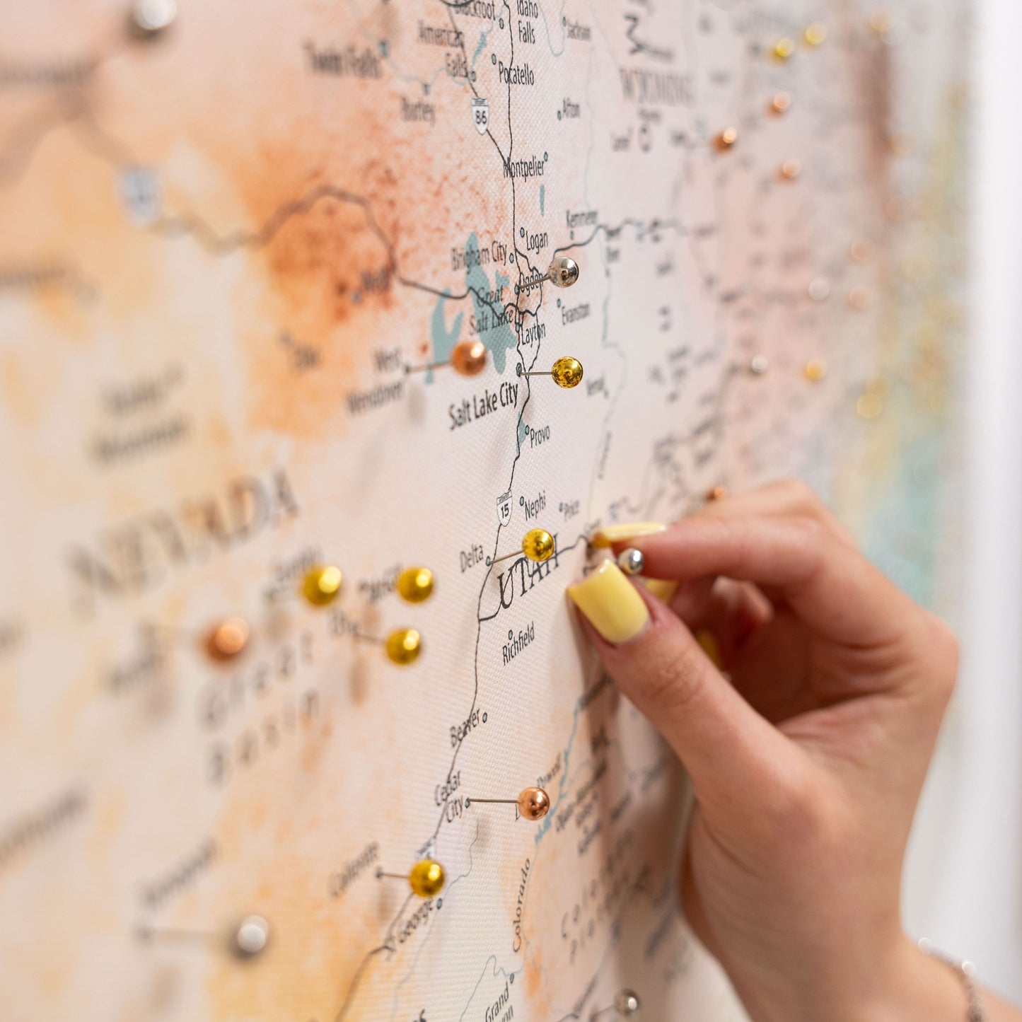 Wooden Canvas USA Map -  Colorful