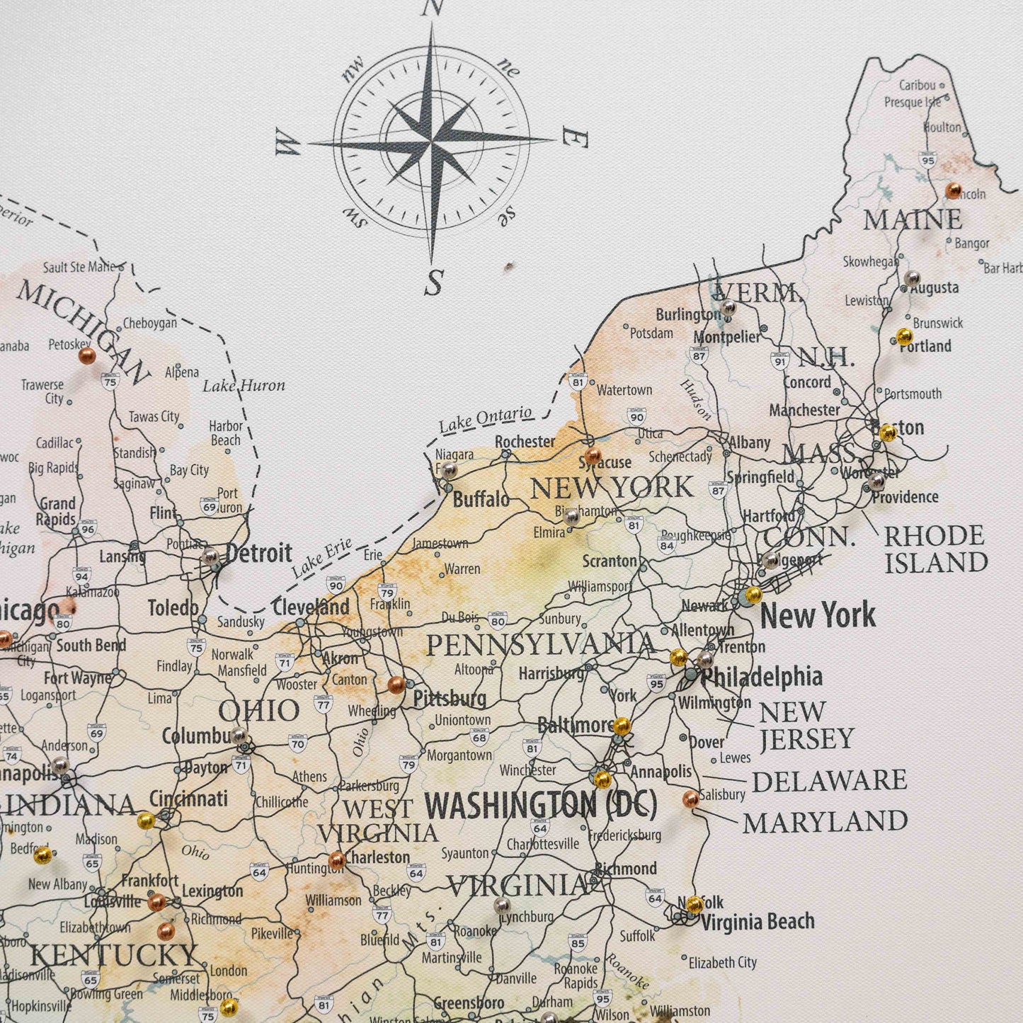 Wooden Canvas USA Map -  Colorful