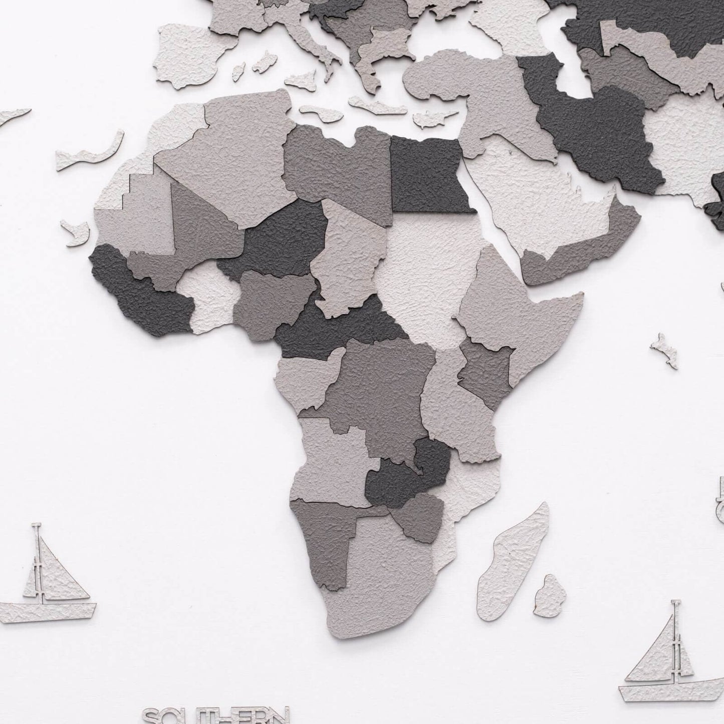 3D Wooden World Map Concrete