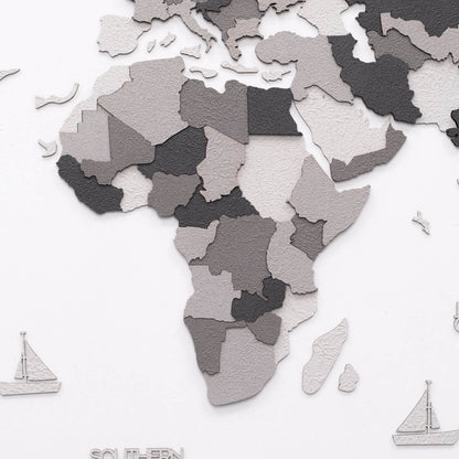 3D Wooden World Map Concrete