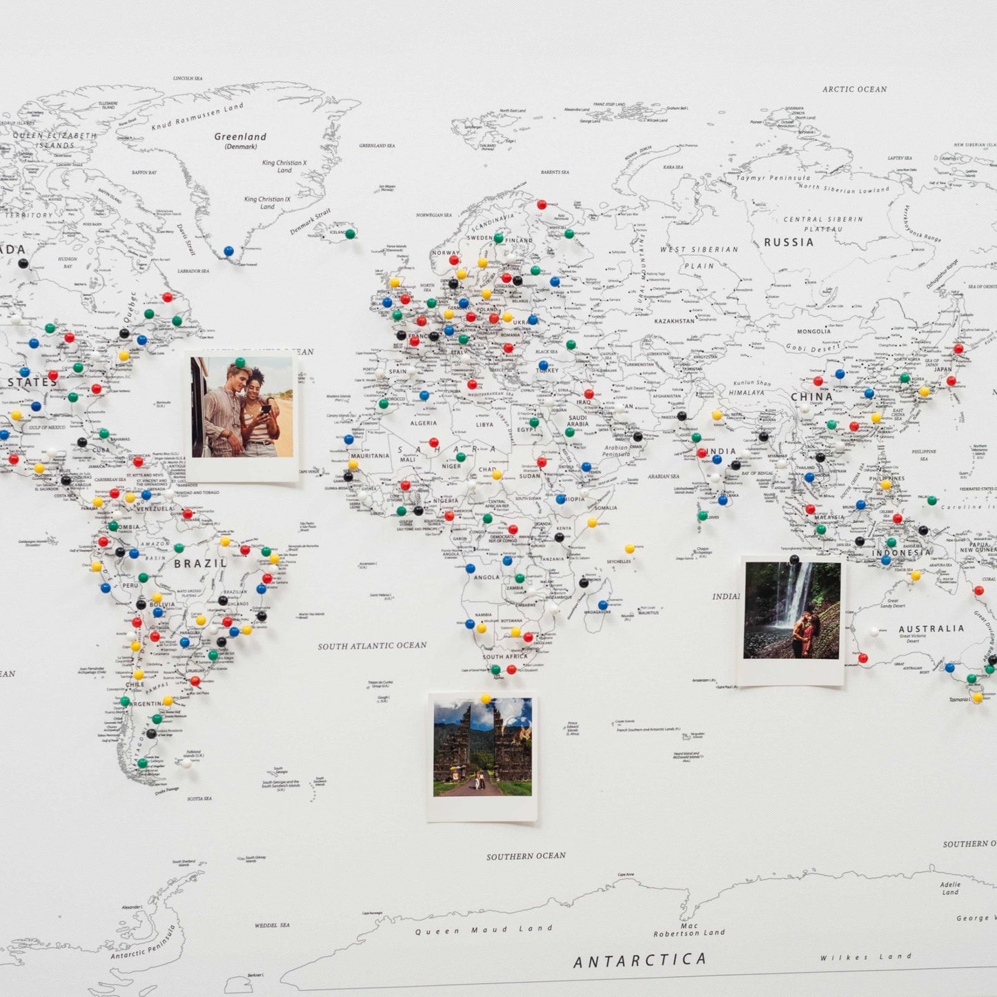 World Map on Canvas - White