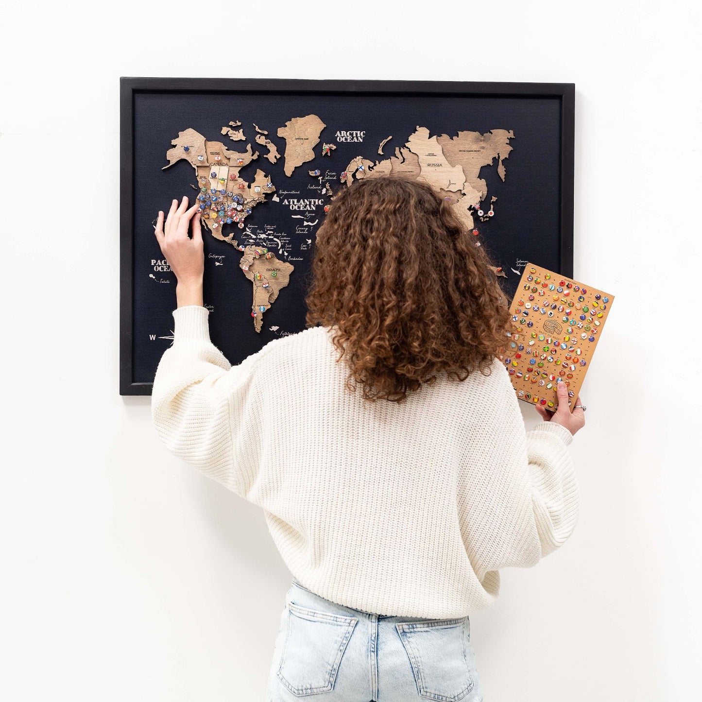 3D Wooden Panel World Map Terra