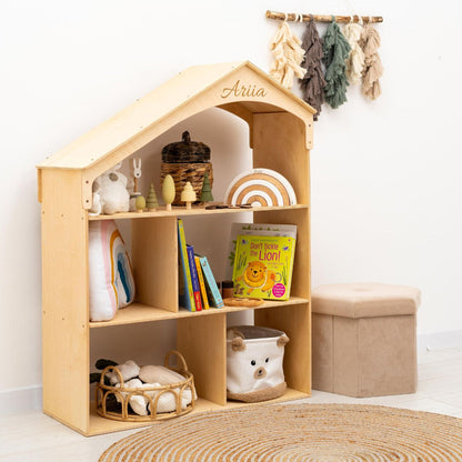 Wooden Dollhouse Bookshelf
