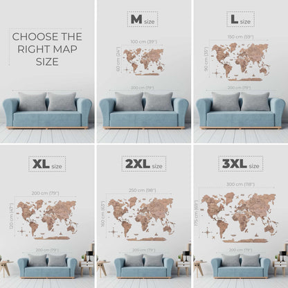 Bundle: Wooden Map and Airplanes Pins