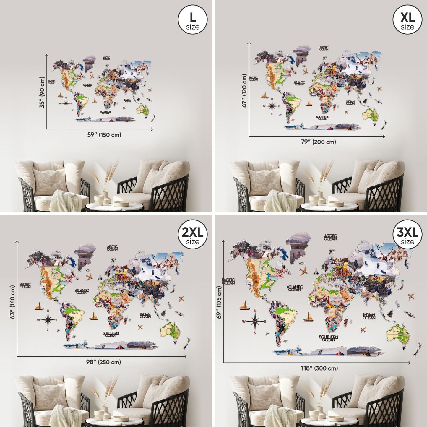 World Photo Map Physical